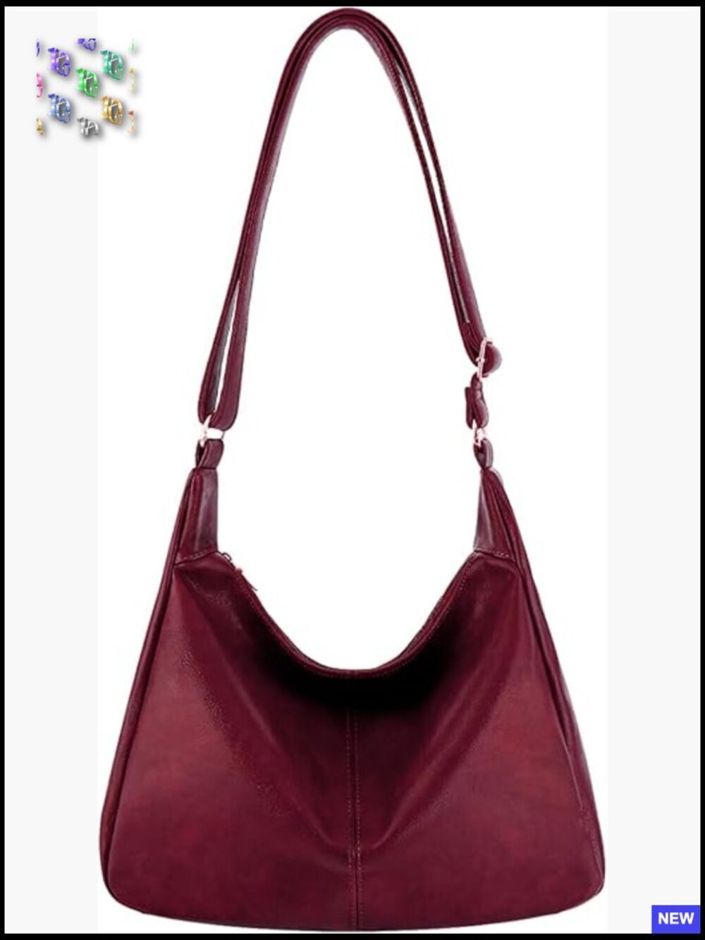 Vegan Leather Hobo Bag Crossbody Slouchy Shoulder Tote Laptop Purse